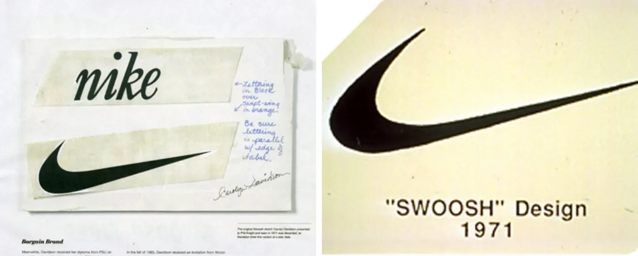 캐롤린 데이비슨의 최초의 SWOOSH 디자인 1971 ⓒNike