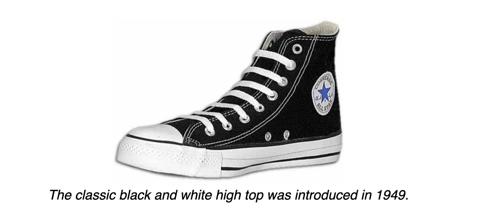 흑백 하이탑 컨버스 신발도 무려 70년전 스타일이다.